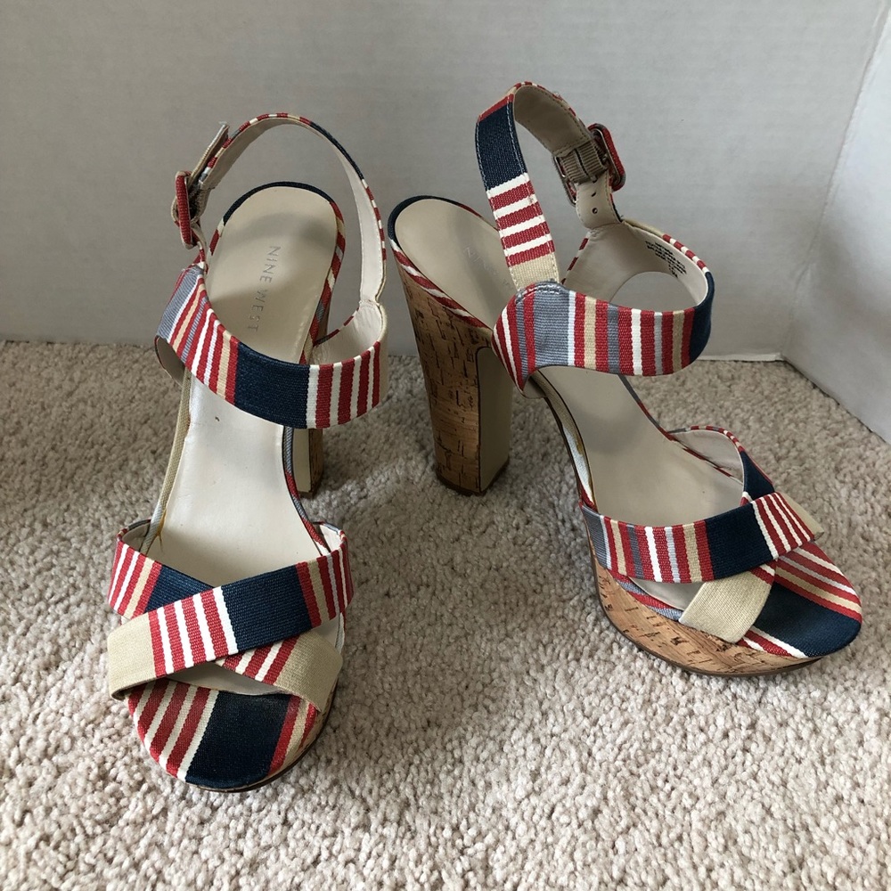 NINE WEST chunky cork platform heels/sandals